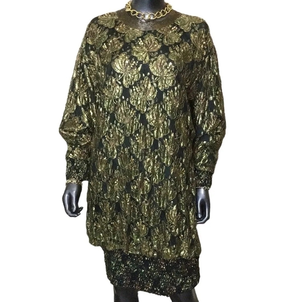 80’s Albert Paul Gold Sequin Dress